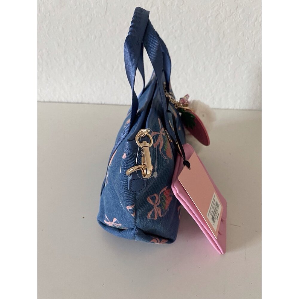 Juicy Couture Strawberry Festival Mini Tote Bag Denim Multi W/Coin Purse & Charm - Picture 9 of 14